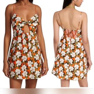 Alice + Olivia Orange Floral Sundress with White Blooms